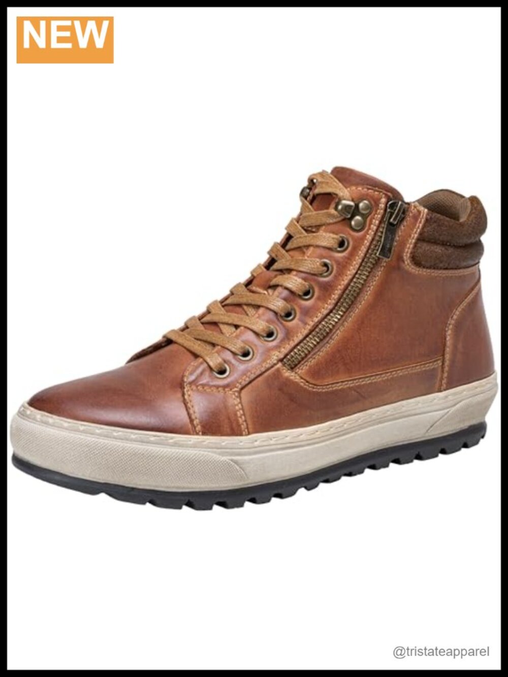 Mens Leather High Top Sneakers Side Zipper Ankle Support Casual Shoes